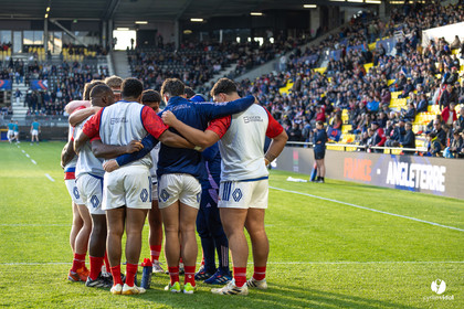 Grand chelem du XV de France U20 dans le tournoi des 6 nations après la victoire 31-28 contre l'Angleterre au Stade Marcel Deflandre de La Rochelle