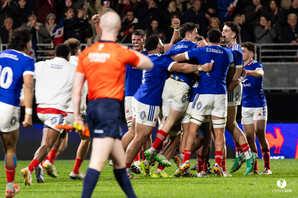 Grand chelem du XV de France U20 dans le tournoi des 6 nations après la victoire 31-28 contre l'Angleterre au Stade Marcel Deflandre de La Rochelle