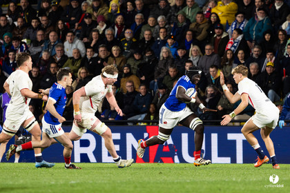 Grand chelem du XV de France U20 dans le tournoi des 6 nations après la victoire 31-28 contre l'Angleterre au Stade Marcel Deflandre de La Rochelle